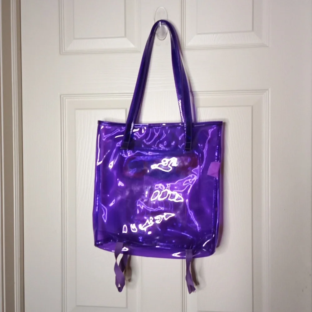 Vintage Barbie Beach Bag Tote Purple Vinyl Y2K 90's Throwback w/Towel Straps